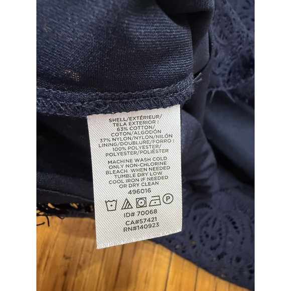 Ann Taylor Loft Navy Lace Overlay Sleeveless Top Tank Large - Picture 7 of 9